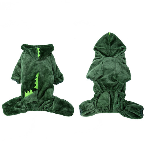 Pet four-legged clothing, dog and cat autumn and winter warm clothing, small dog tiger clothing supplies, dinosaur transformation clothing