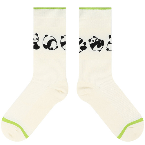 Original cartoon panda socks for women, sweet and versatile home floor socks, cotton socks, women's trendy mid-calf socks wholesale