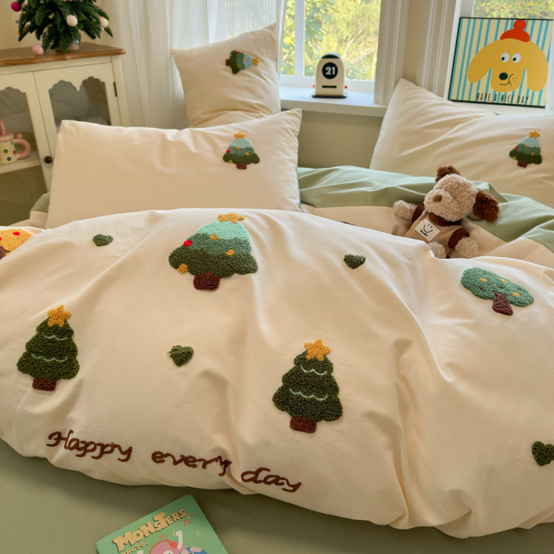 Categoría A otoño y invierno engrosado algodón molido cama de cuatro piezas 100 algodón puro niños dibujos animados colchón set de tres piezas