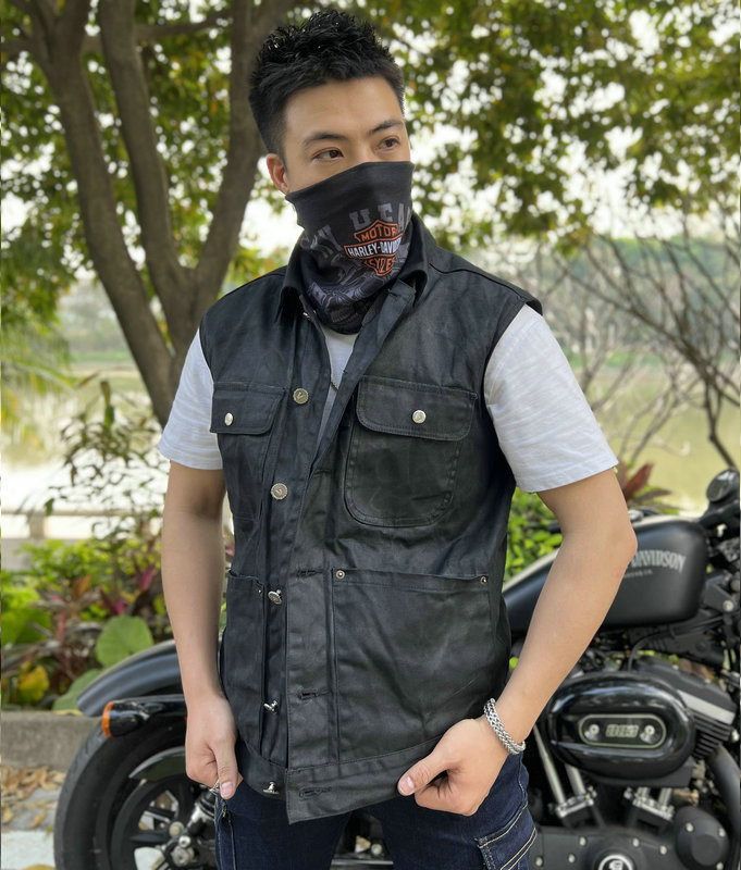 VOLERO motocicleta ciclismo traje de los hombres y las mujeres ocasionales retro Americano recubierto tela cera aceite chaleco Caballero