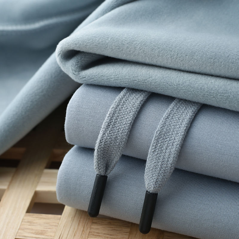 Super soft silver fox velvet 600g heavy haze blue hooded sweater fleece-lined thick warm top men's and women's winter clothes