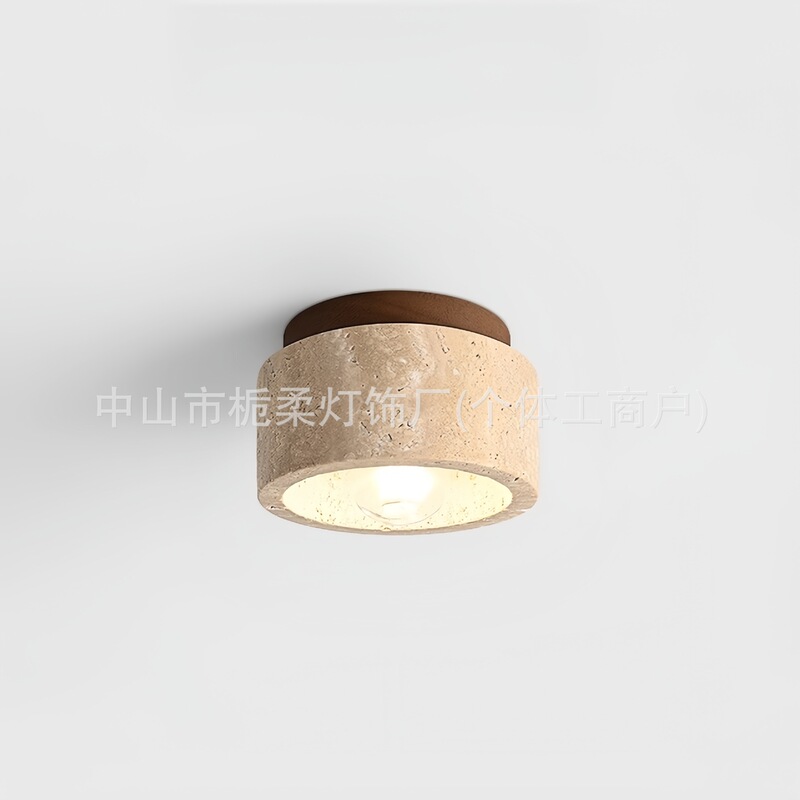 Japanese Wabi-Sabi Style Ceiling Lamp Yellow Travertine Designer Retro Stylish Entrance Corridor Aisle Cloakroom Balcony Lamp Japanese Wabi-Sabi Style Ceiling Lamp Yellow Travertine Designer Retro Stylish Entrance Corridor Aisle Cloakroom Balcony Lamp