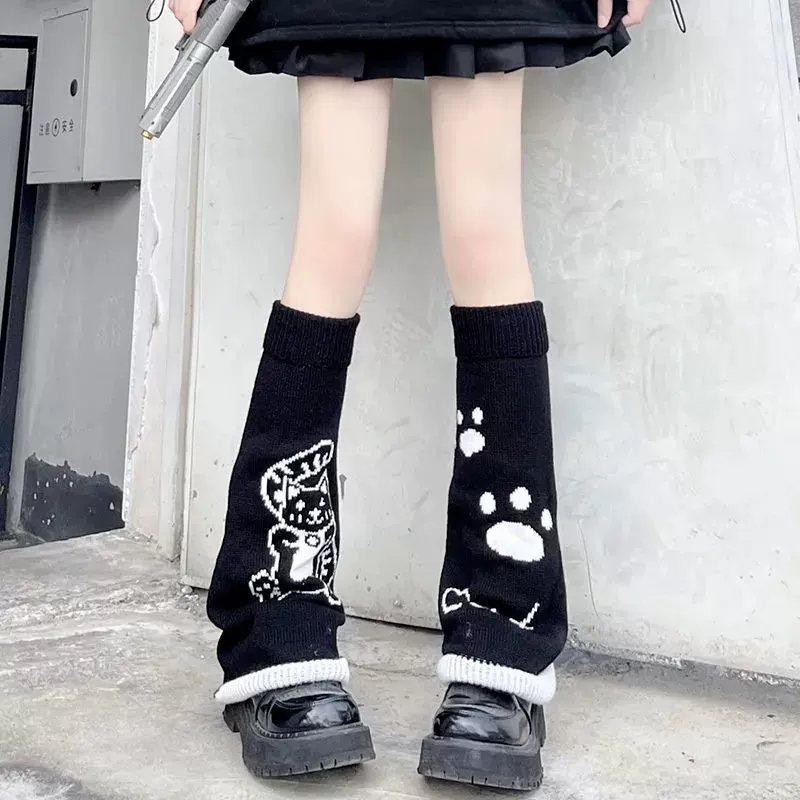 Cute Japanese knitted gaiters, mid-length, Lolita style