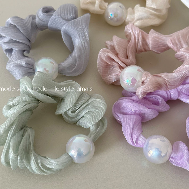 Round bead mercerized yarn sausage ring candy-colored fabric hair ring pleated cute girl's large intestine ring leather band hair accessories new styl_voghion.com
