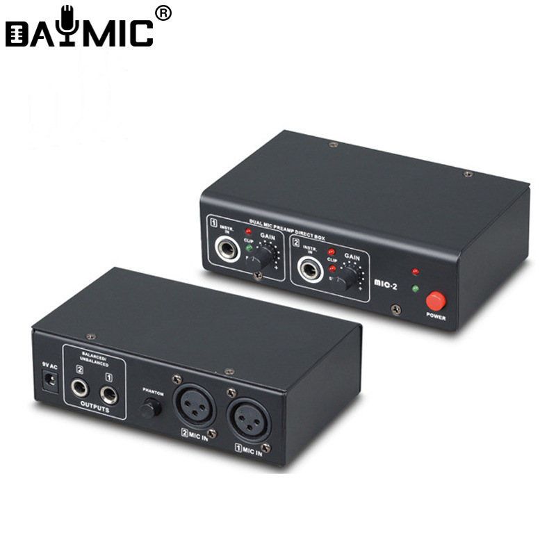 MIC2 双通道 话筒放大器 话筒混放器 麦克风前置放大器 48V 2通道