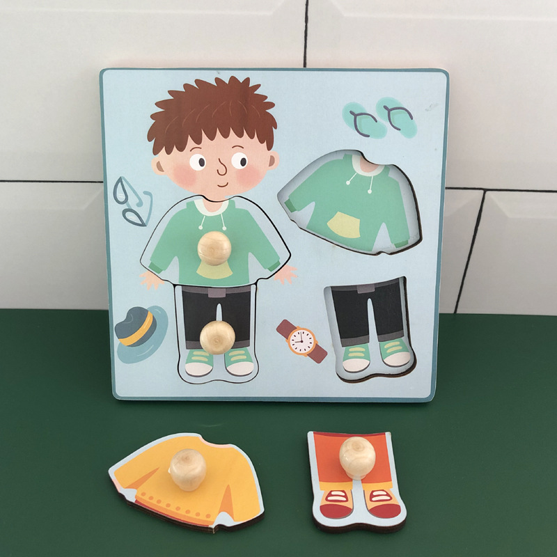 Mano agarrando tablero rompecabezas niños Montessori educación temprana inteligencia cognitiva juguetes bebé 1 bloques de construcción 2 años de edad forma Niño a juego