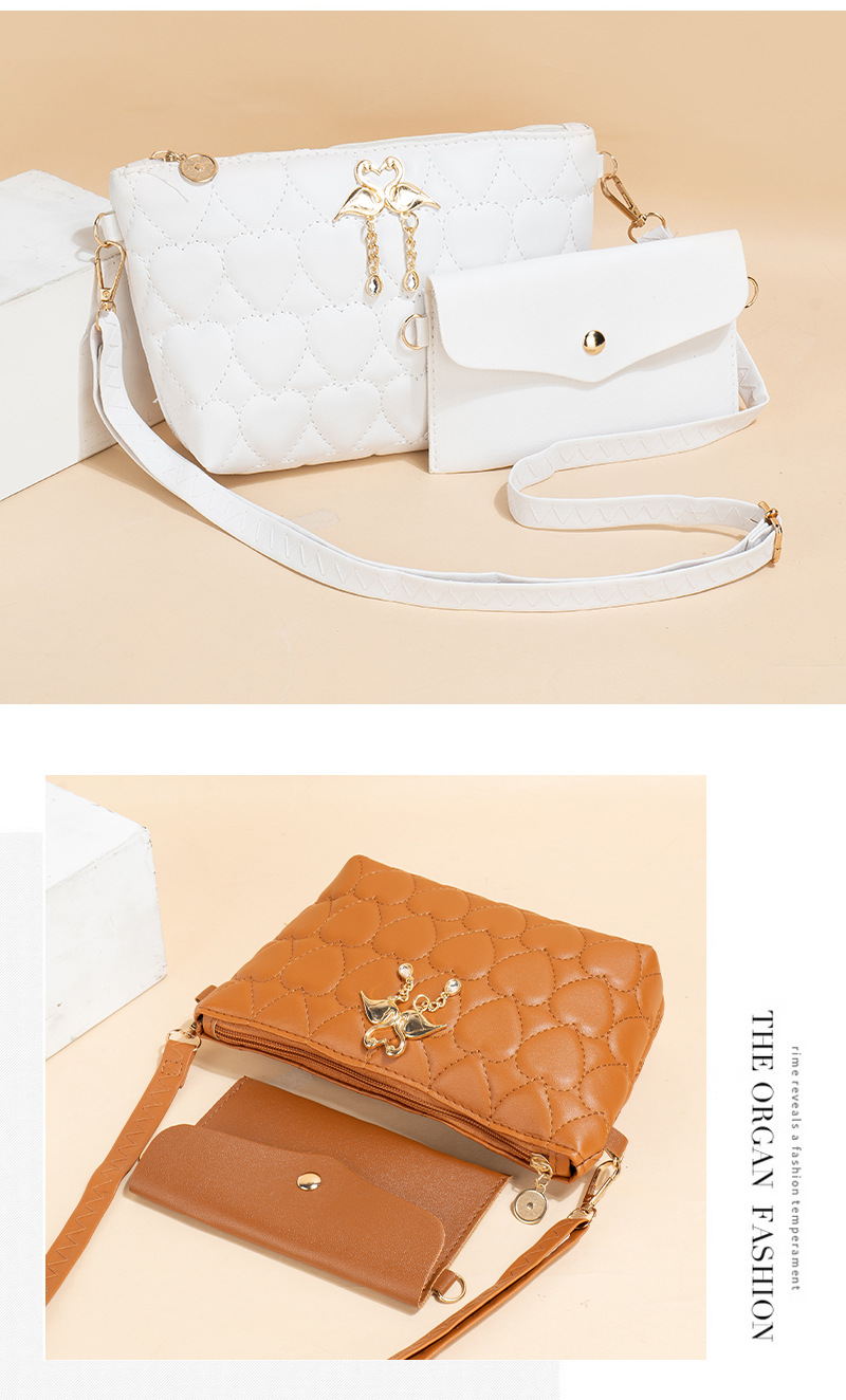 Women's Small Pu Leather Swan Heart Shape Streetwear Square Zipper Crossbody Bag display picture 3