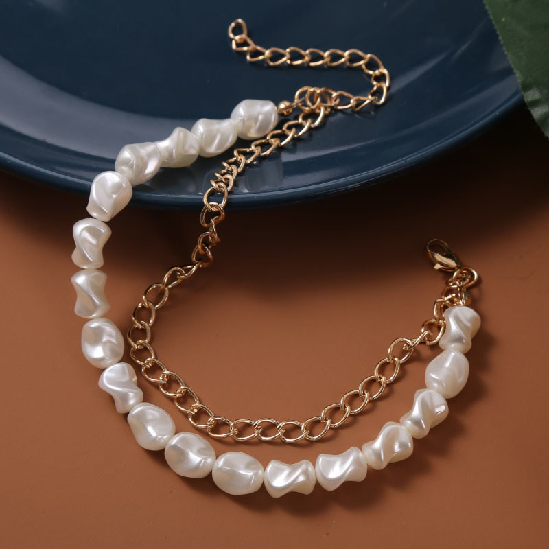 Fashion Multi-layer Pearl Alloy Anklet Wholesale display picture 5