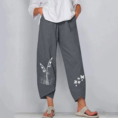Amazon New Pure Color Large Size Women's Simple Loose Casual Nine-Segment Pants