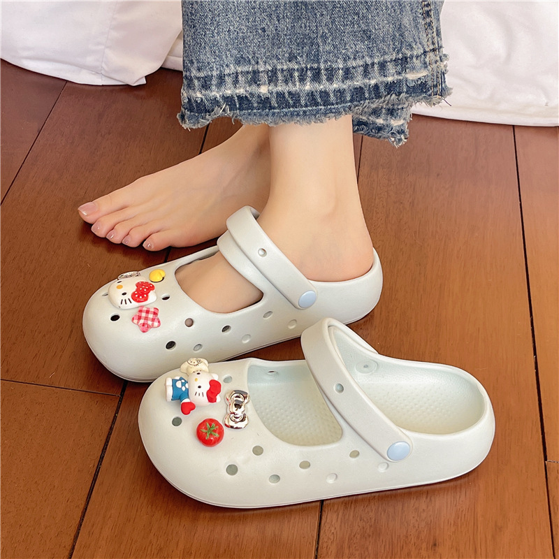 Mary Jane Clogs for Women, Summer Outdoor Breathable Comfortable Non-Slip Odor-Resistant Beach Closed-Toe Ballet Sandals