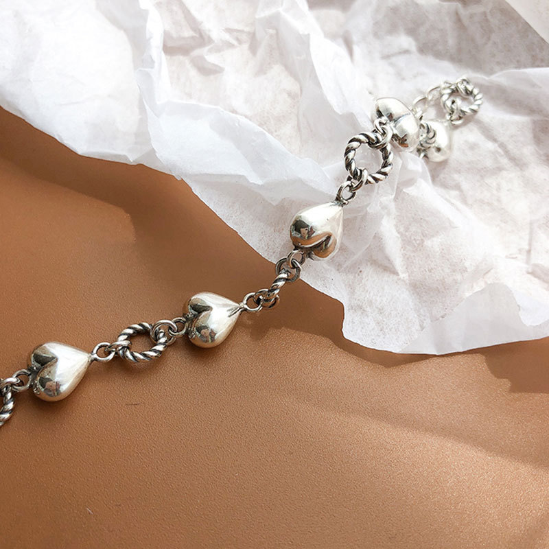 Retro heart circle stitching bracelet female niche design braided chain heartshaped braceletpicture8