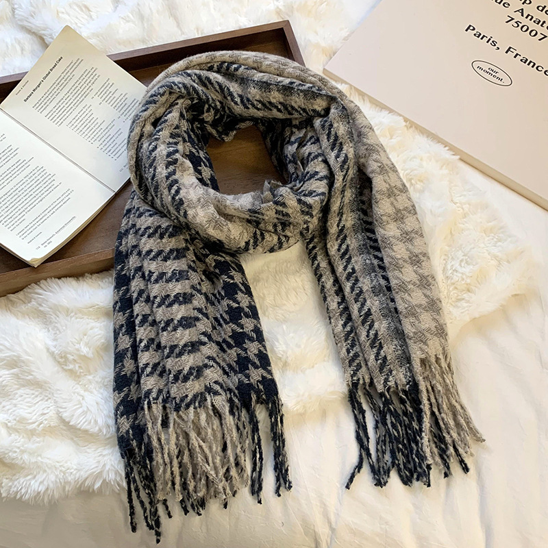 Transfronterizos 1000 pájaros bufandas a cuadros mujeres otoño invierno 2025 nuevo alto estilo coreano multifuncional chal grueso abrigo al por mayor