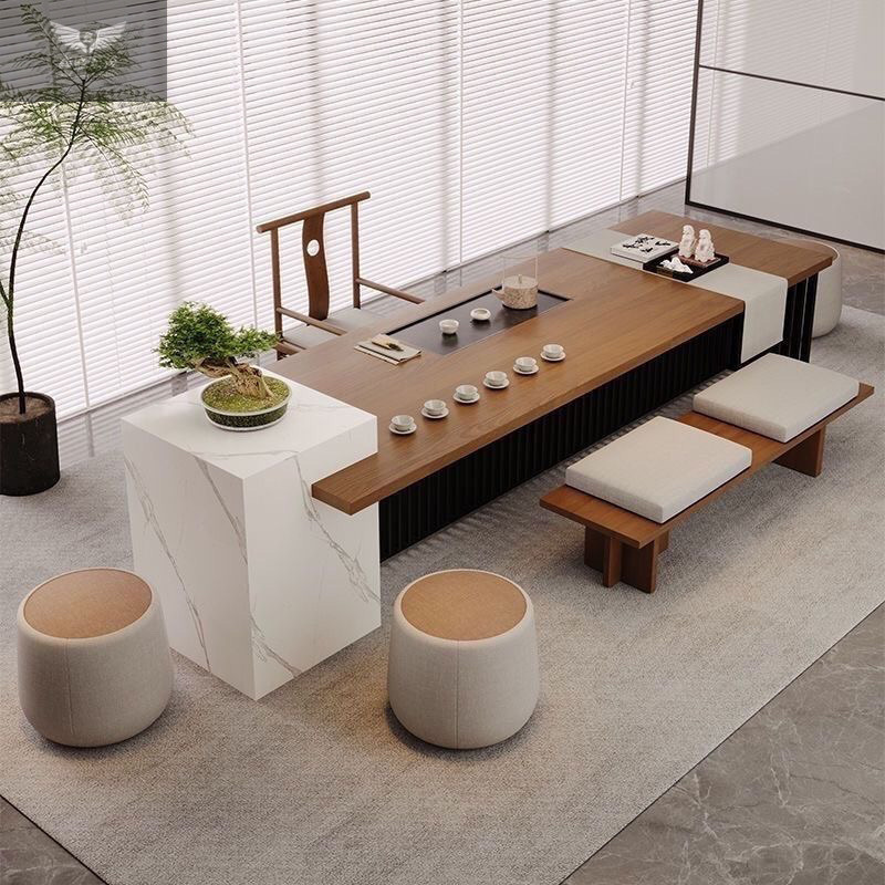 Isla de madera maciza mesa de té mesa de té de tablero grande mesa de té combinación de mesa de té de lujo simple y ligero mesa de té mesa de té china para el hogar