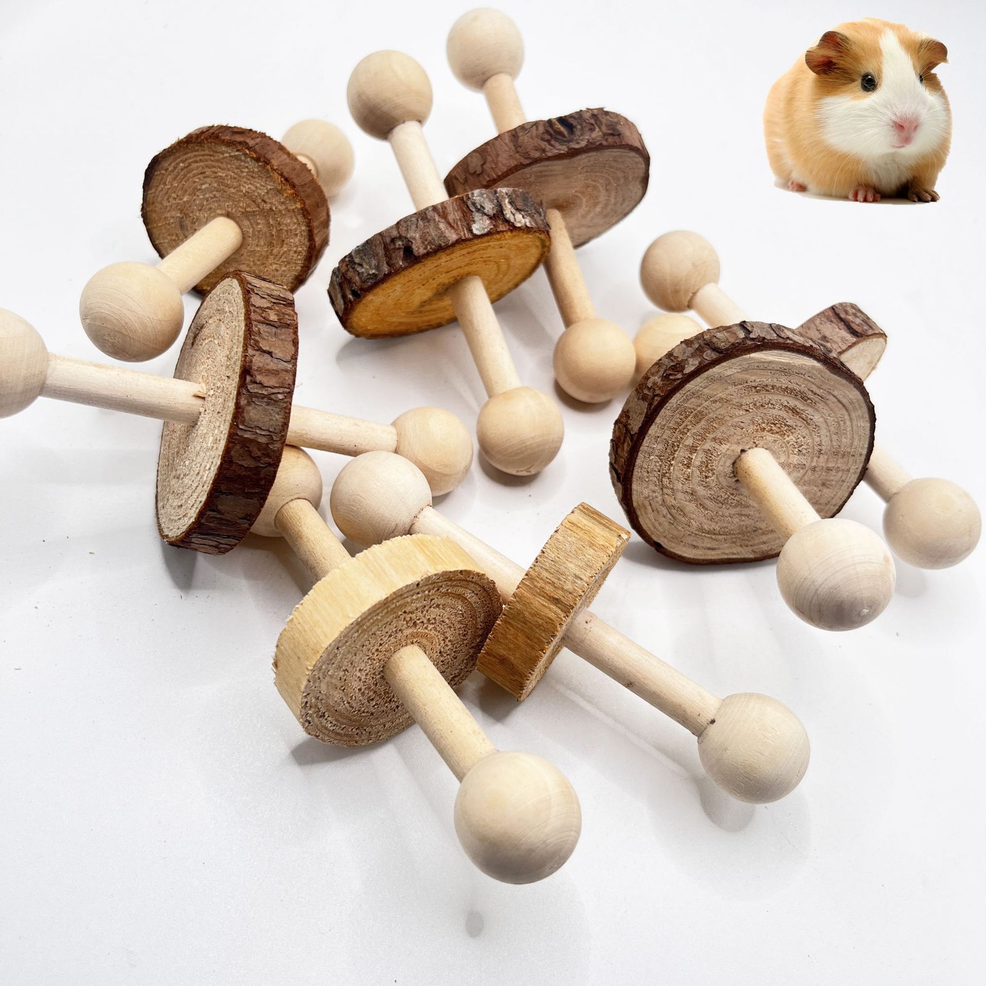 Hámster madera maciza monacal juguete pequeño mascota rechinar los dientes, morderse y aliviar el aburrimiento, jugar con juguetes pequeños suministros para mascotas accesorios de madera
