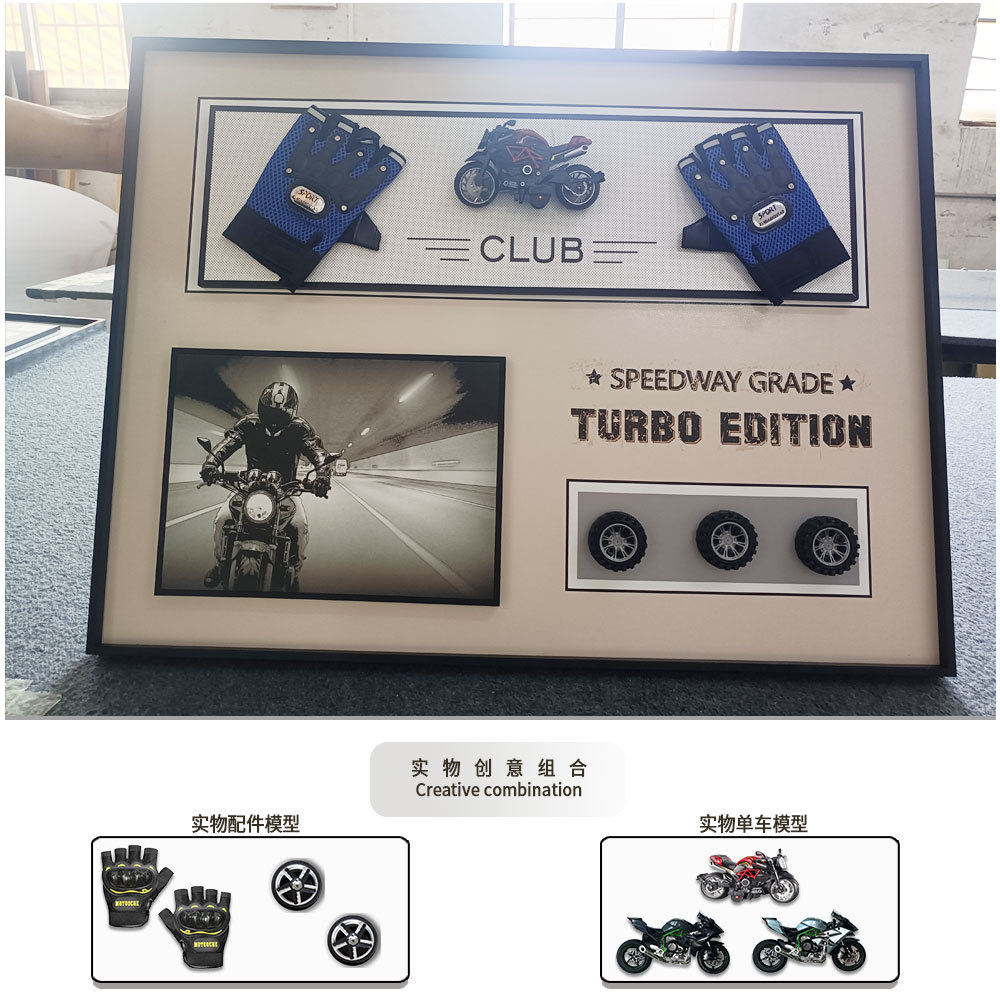 Motocicleta pintura decorativa estudio niños dormitorio colgante pintura sala de estar pintura decorativa tridimensional mural