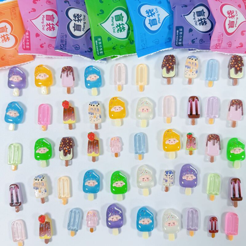 ブラインドバッグ模擬食品おもちゃ DIY クリエイティブ発光アイスキャンディーアイスクリームままごとおもちゃデスクトップマイクロ風景樹脂装飾品|undefined