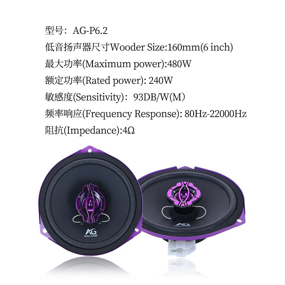 Car Audio Modification 6.5inch Coaxial Speaker Triangle Mid-Bass Car-Mounted Modified Speaker Ag-P6.0
