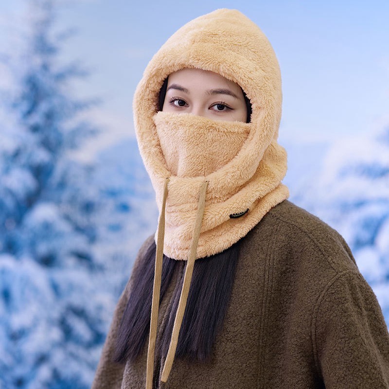 帽子女围脖面罩一体冬季防寒骑车防风帽毛绒护耳包头帽保暖套头帽|undefined