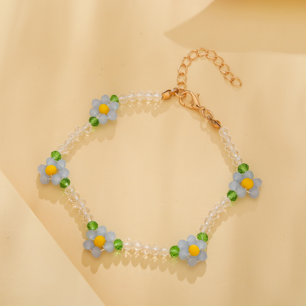Fashion Flower Alloy Beaded Necklace