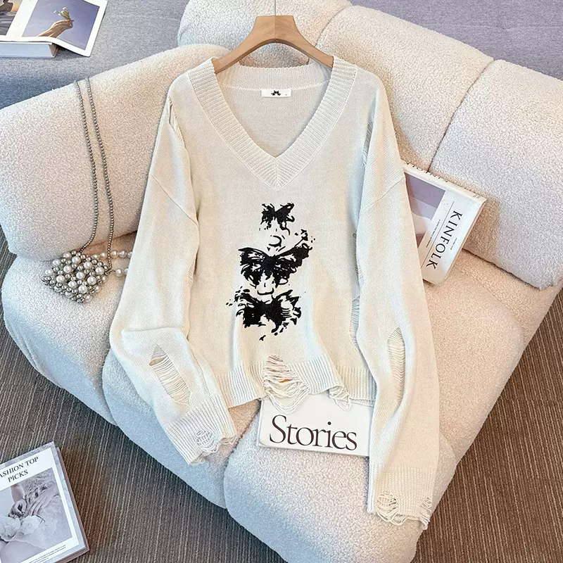 130-350斤大码女装胖mm秋冬新款时尚设计感小众镂空毛衣针织衫