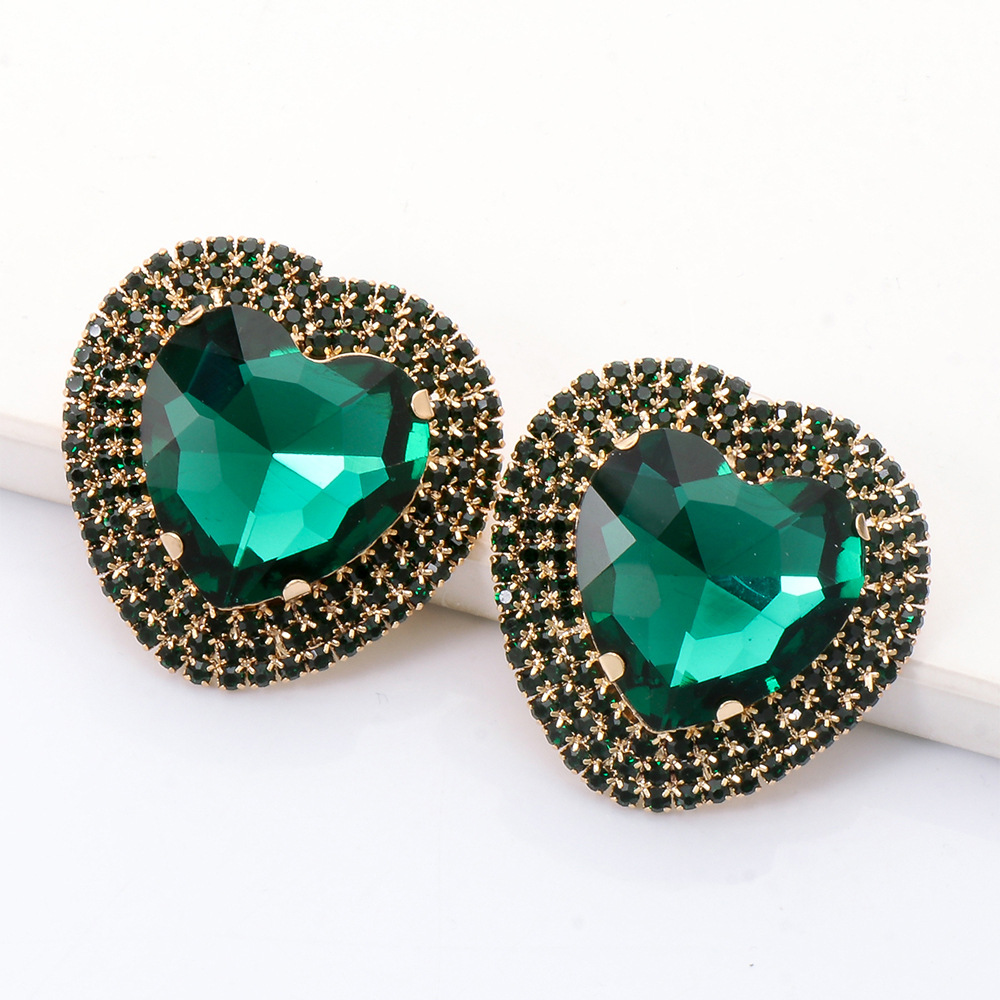 fashion heart-shaped alloy diamond earrings