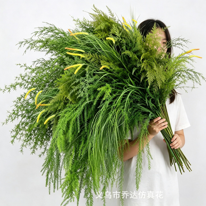 Wedding Decoration with Artificial Green Plants, Green Artificial Flowers for Scene Setup, Forest-Style Dragon Whisker Grass Leaves, Asparagus Grass, Fake Flowers Wedding Decoration with Artificial Green Plants, Green Artificial Flowers for Scene Setup, Forest-Style Dragon Whisker Grass Leaves, Asparagus Grass, Fake Flowers