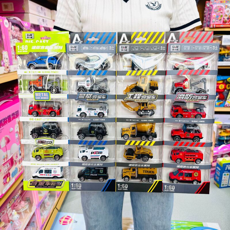 Gangliwei Kidsren's Alloy Engineering Vehicle Toy Set Boy Artificial Excavator Bulldozer Road Roller Crane Model