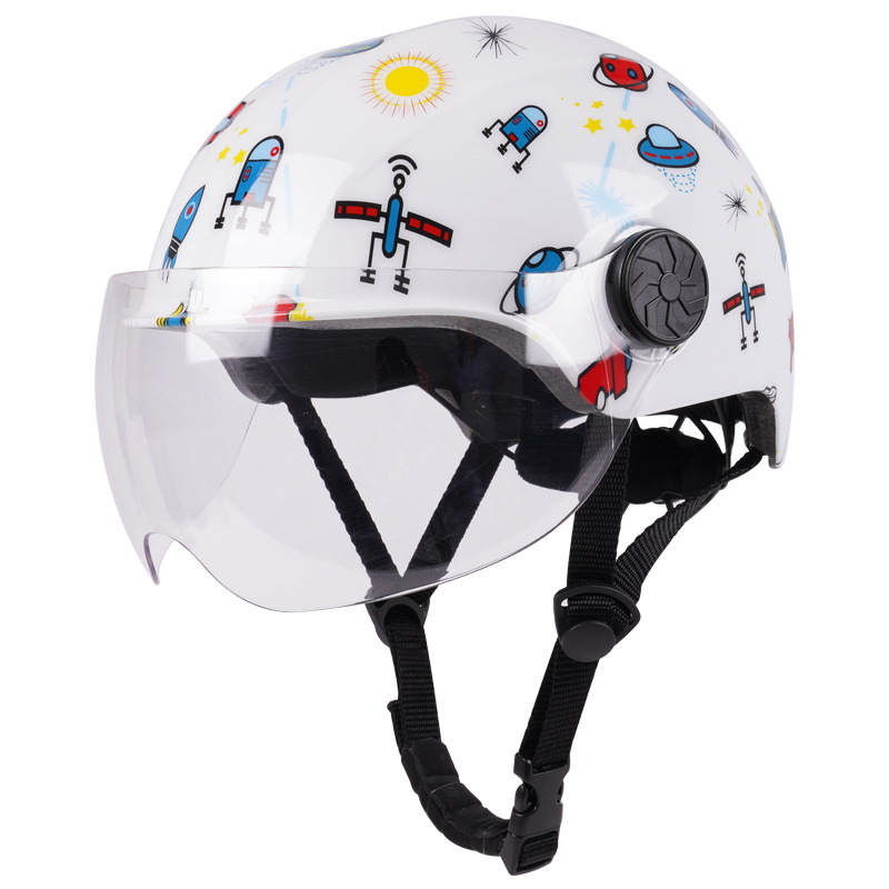 Casco de coche eléctrico para niños Casco de motocicleta de coche de batería para niños y niñas 3C certificado casco de seguridad de dibujos animados para bebés