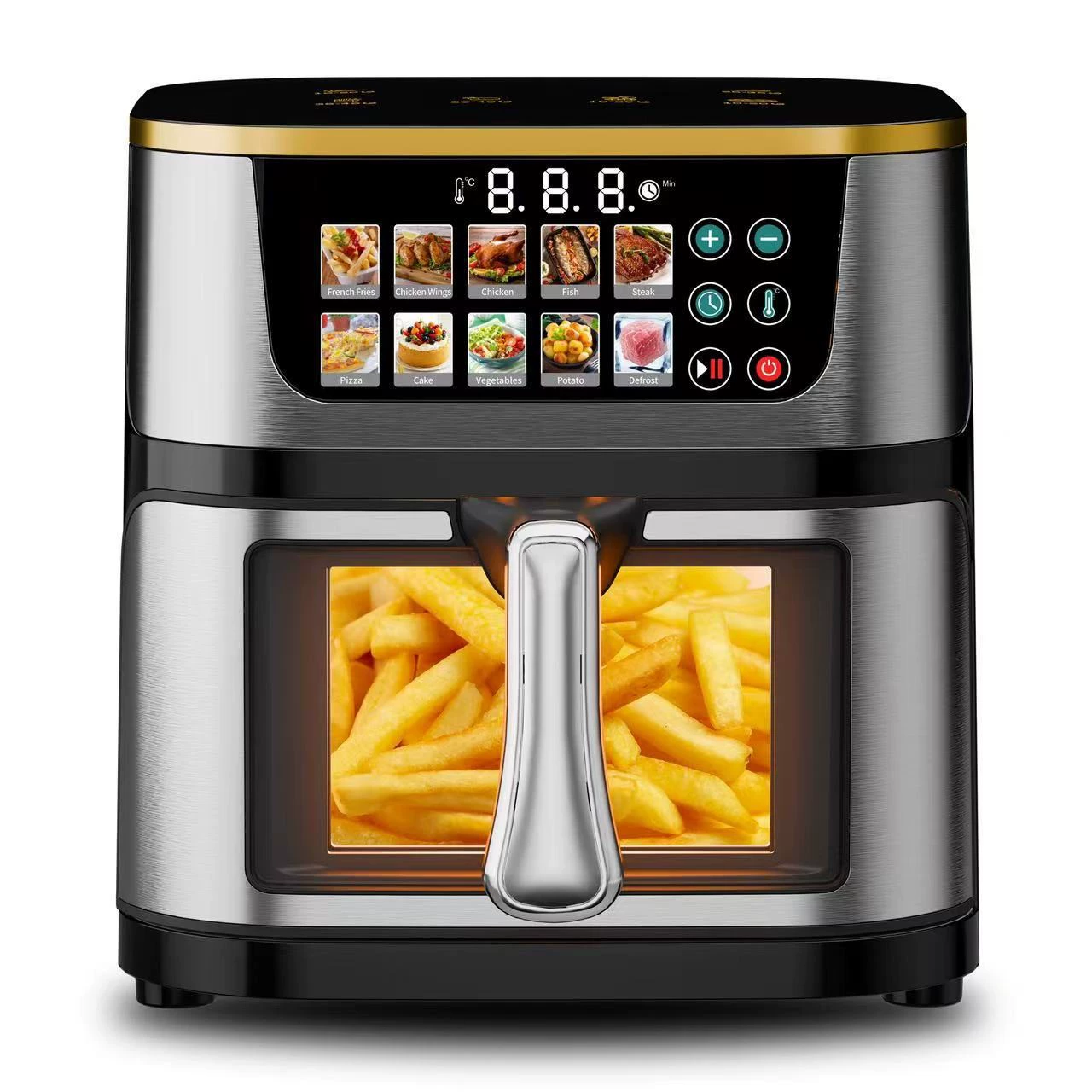 Visual Smart Air Fryer, нержавеющая сталь, сенсорный цветной экран, варианты от 4,5–15 л, США/ЕС/ВК