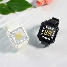 跨境外贸LED手表D1方形防水立体夜光显示运动学生LED电子手表