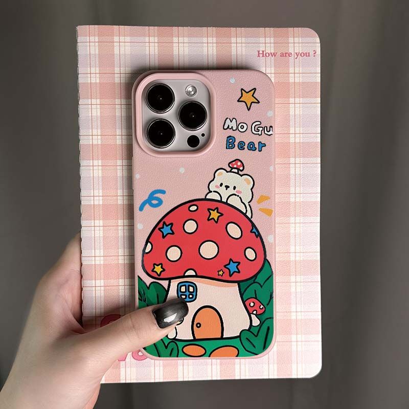 Mushroom House Phone Case Apple 16pro Cute iPhone12/13mini Soft 14/15 Litchi Pattern 11/XR Trendy Mushroom House Phone Case Apple 16pro Cute iPhone12/13mini Soft 14/15 Litchi Pattern 11/XR Trendy