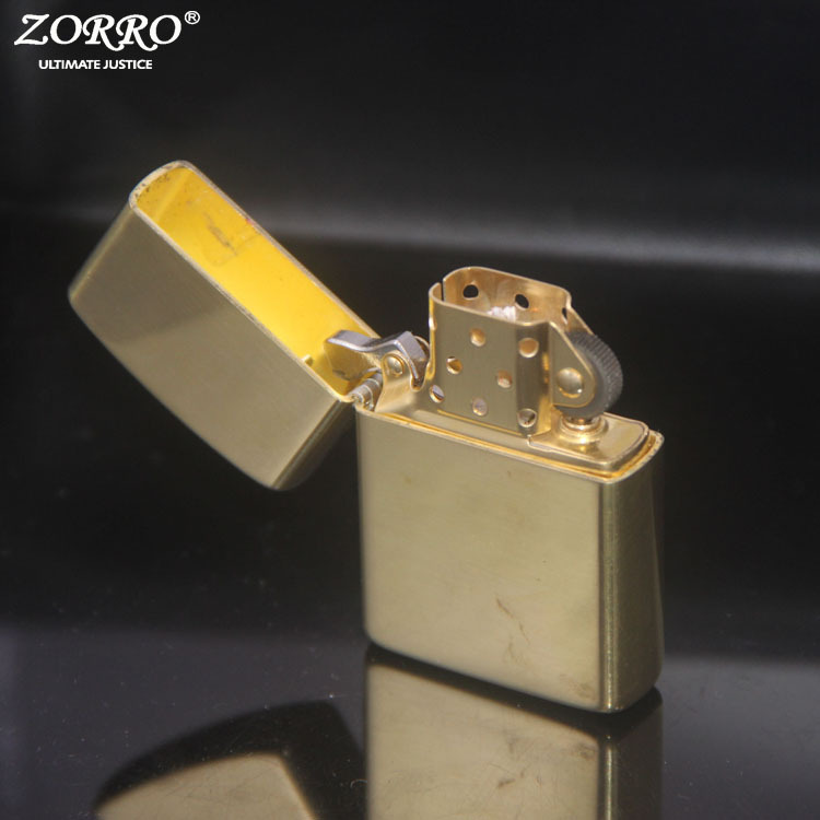 ZORRO佐罗新Z902S黄铜约110丝加厚外壳煤油打火机原铜光板铜机芯