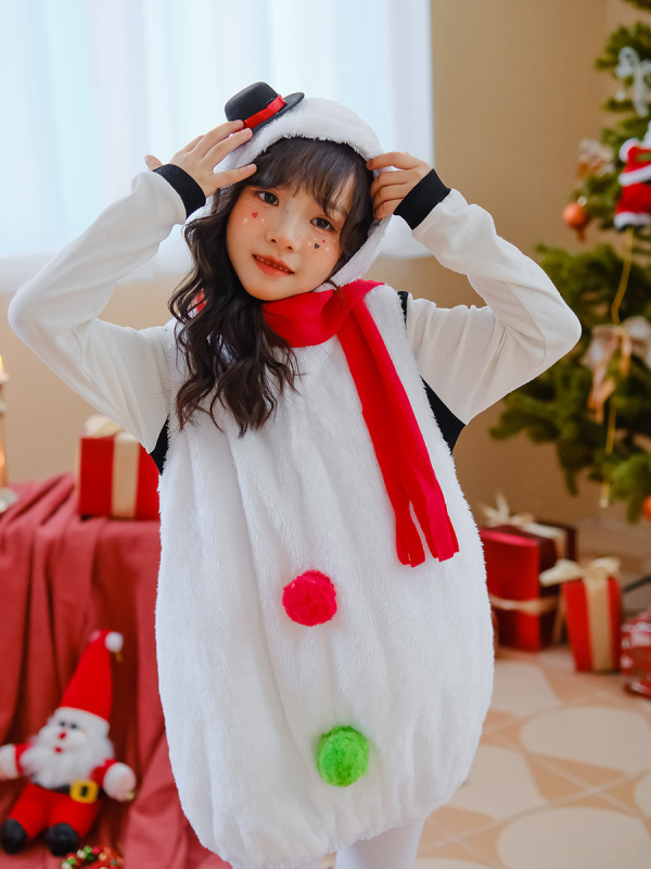 欧米のクロスボーダーの女の子のクリスマスの子供の服装のクリスマスの雪だるまの服装の雪の人形の雪のボールの赤ちゃんの演出服|undefined