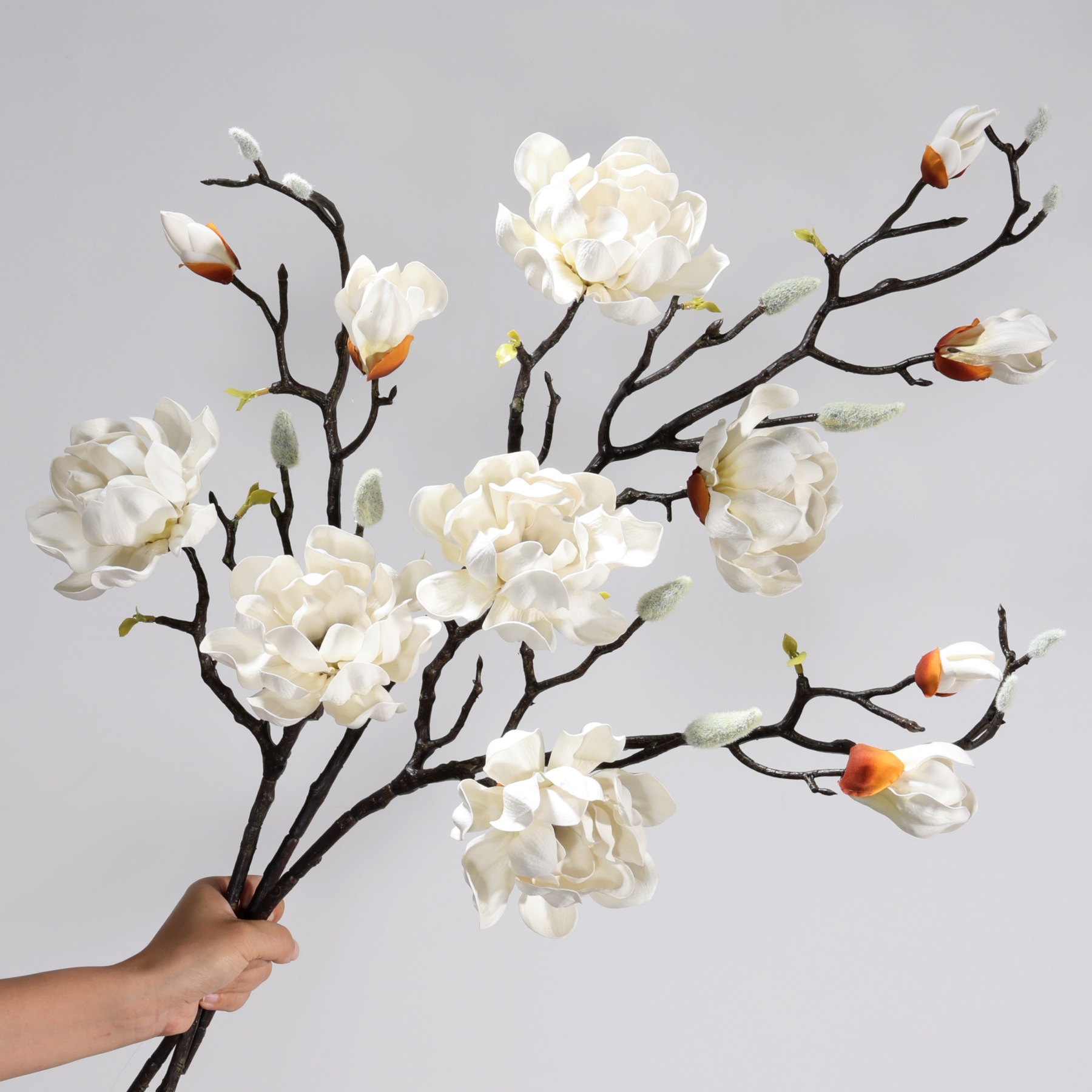 Multi-Headed Pu Magnolia Artificial Flower Chinese-Style Multi-Headed Magnolia Home Living Room New Chinese-Style Flower Arrangement Material Magnolia Artificial Flower