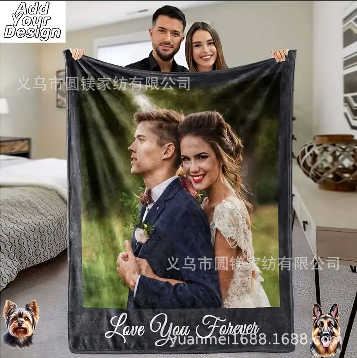 Custom Digital Printing Flannel Blanket Personalized Photo Name Custom Holiday Gift Commemorative Blanket
