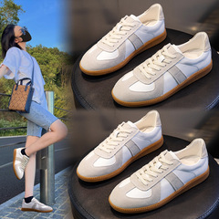 2024 New Genuine Leather Women's Shoes Sports Versatile Shoes Women's Spring and Summer White Shoes Women's Casual Flat Moral Training Shoes Trendy