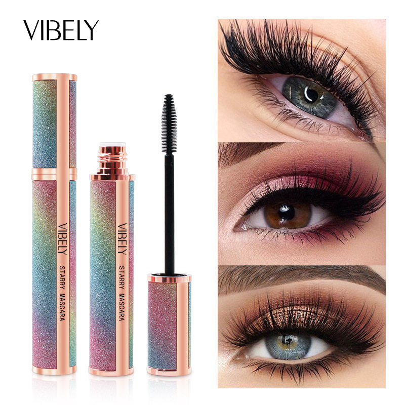 VIBELY Brilliant Starry Mascara 4d Slim Long Thick Curled Waterproof Durable Non-Sizzy Beauty Makeup