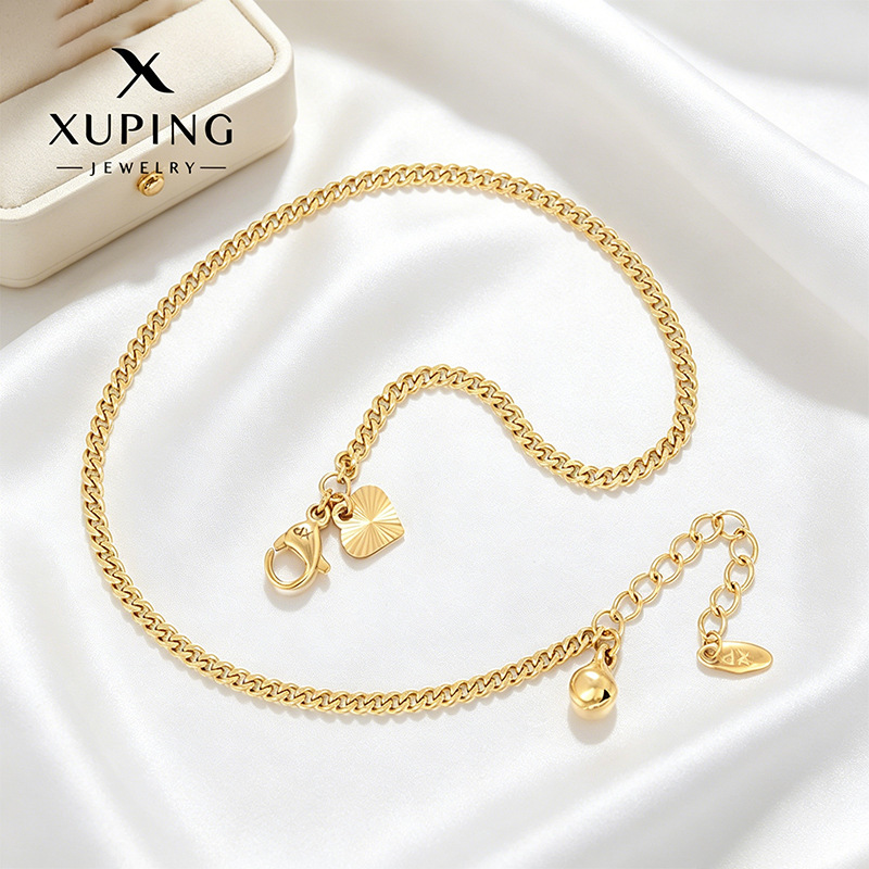 Xuping simple de acero inoxidable en forma de corazón, campana de tobillo con bordas de moda europea y americana, accesorios diarios fáciles de usar