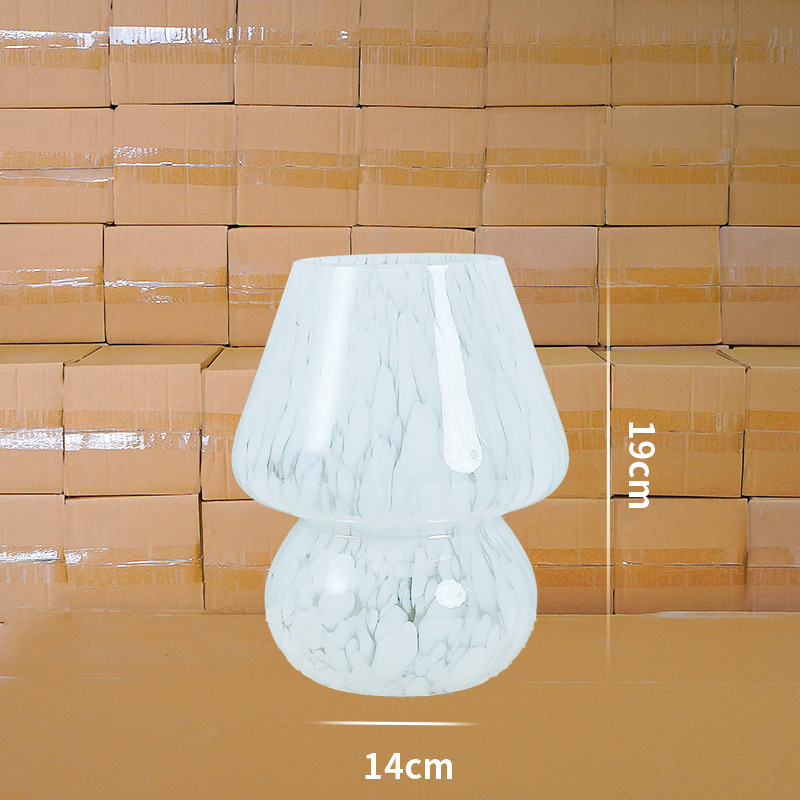 Lámpara de Hongo Fantasía - Puntos Florales Blancos