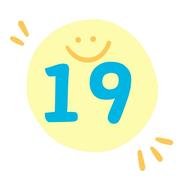 19 FOR white blue