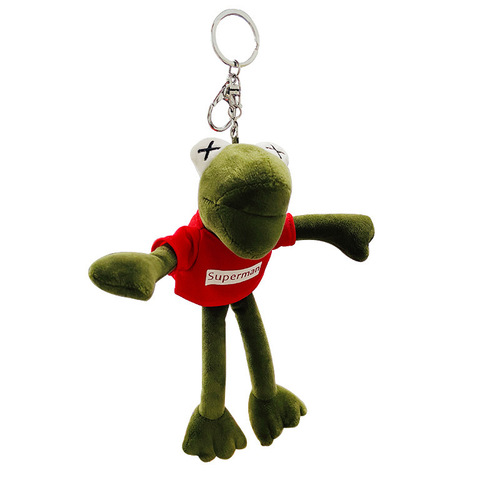 Plush T-shirt long-legged frog key chain couple school bag pendant bag pendant doll doll key chain wholesale