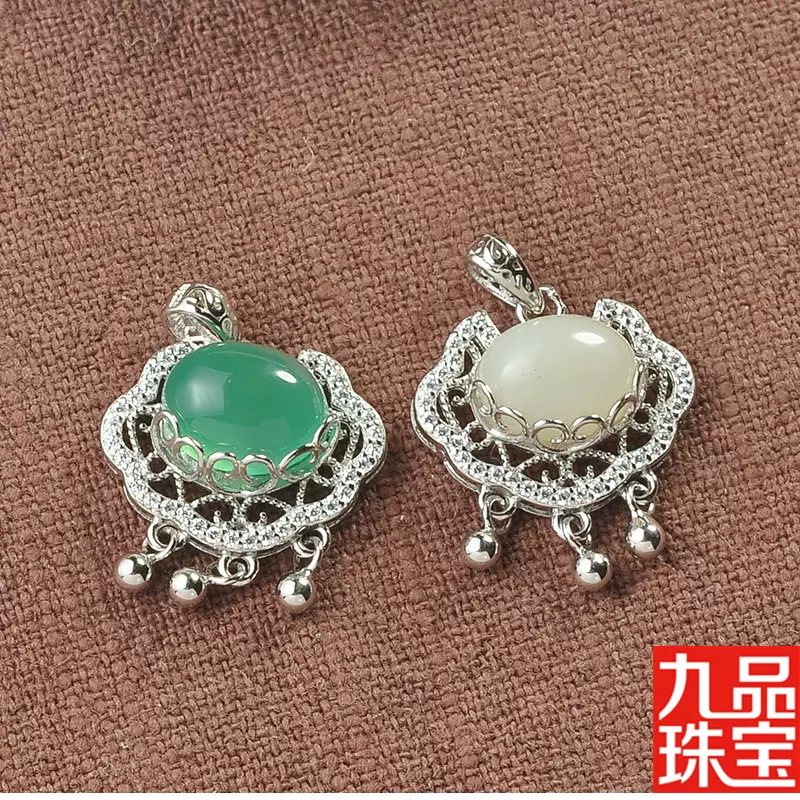 厂家批发S925银项链天然玉髓吊坠如意女款项链简约银饰玛瑙吊坠女