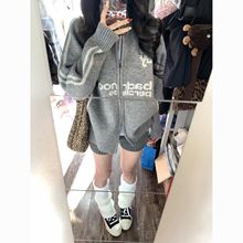 衣品乐oversize棒球风拉链毛衣开衫女外套秋季新款韩版宽松针织衫