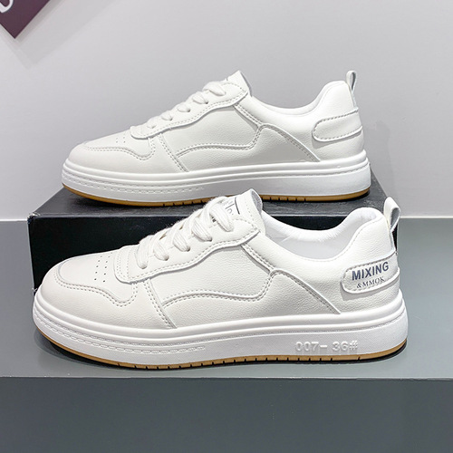 Luji genuine leather flat white shoes for women  new Internet celebrity students versatile casual sports soft sole shoes trend