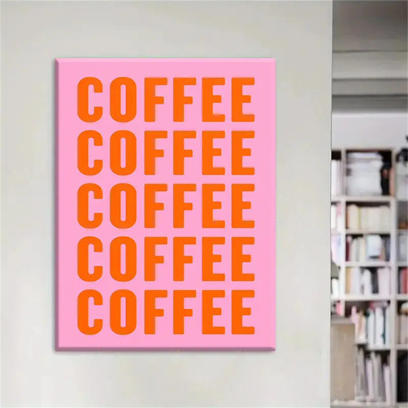 Modern Simple English Letters Coffee Poster Decoration Hanging Painting Office Tea Room Background Wall Frameless Mural Cross-Border