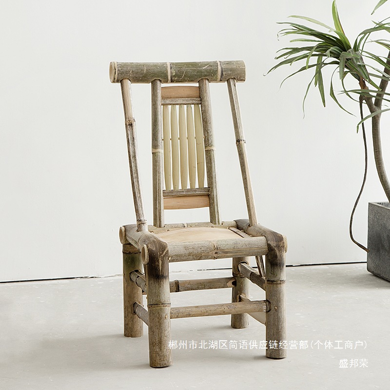 Fábrica directa silla de bambú silla de respaldo hecha a mano vieja silla de bambú tejido de caña silla casera pequeño taburete de bambú adulto bambú image 3