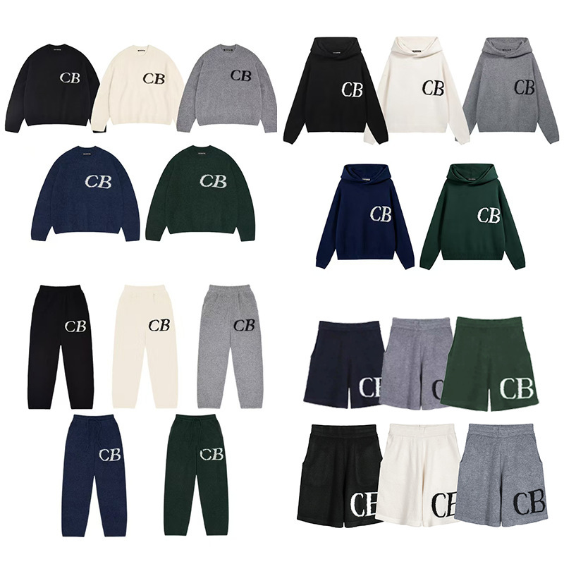 Cross-Border American Fashion Cb Knitted Jacquard Minimalist Letter Unisex High Street Crew Neck Sweater Loose Hoodie Knit Pants