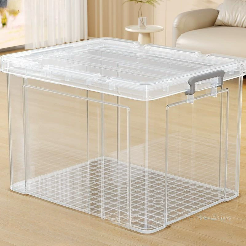 Заводской утолщенный большой вместительный прозрачный ящик для хранения, шкаф для одежды, пластиковый бытовой ящик, ящик для игрушек