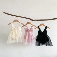 Korean version 2023 spring and summer new baby suspender skirt baby girl cute mesh hundred-day one-year-old dress princess skirt
