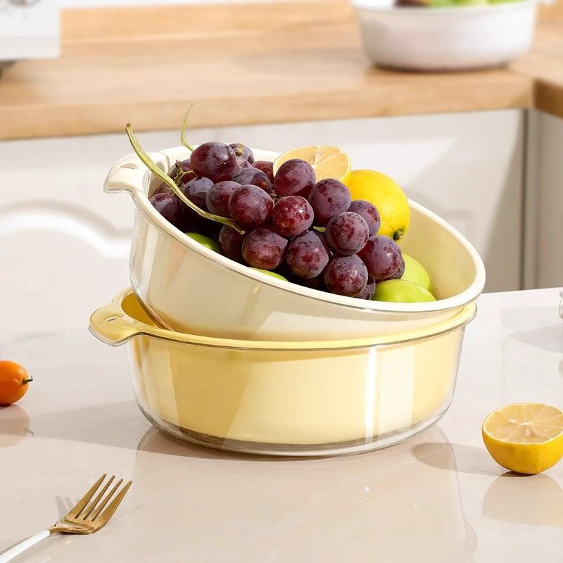 双层洗菜盆家用厨房沥水篮洗菜篮透明洗水果神器滤水水果盘滴水篮